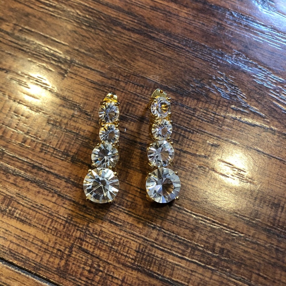 NEW white sapphire diamond estate bridal fancy dangle carat earrings